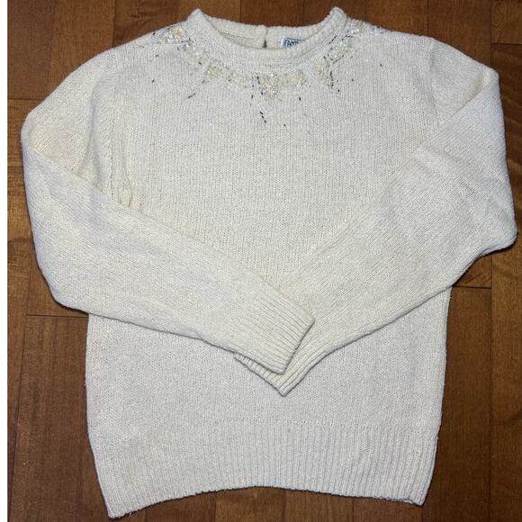 American Vintage 90’s Fantistic silk angora sweater  sequins & beading size M - Picture 5 of 13